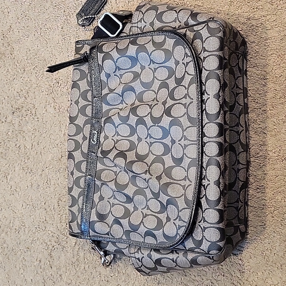 Coach Signature PVC Messenger Diaper Bag Tote Crossbody Bag 18373 Black
